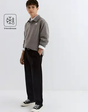 Утепленные брюки Gloria Jeans свободного кроя с защипами, черный, арт. BWB002180