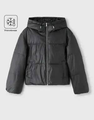 Утепленная куртка Gloria Jeans из искусственной кожи, черный, арт. GOW004961