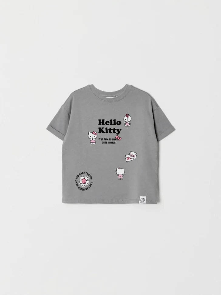 Футболка оверсайз с принтом Hello Kitty для девочек, арт. 11643