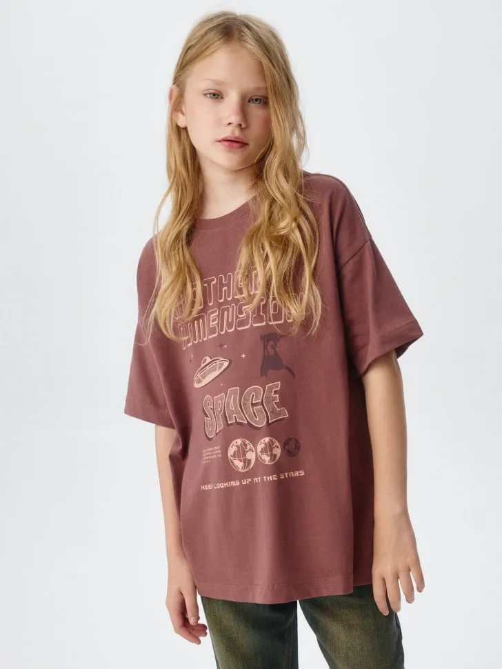 Футболка оверсайз с принтом для девочек, арт. 11662