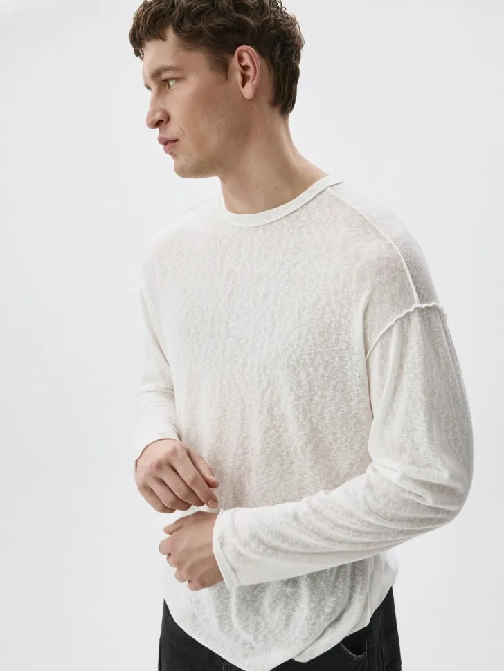 Базовый лонгслив REGULAR FIT, белый, арт. 12064