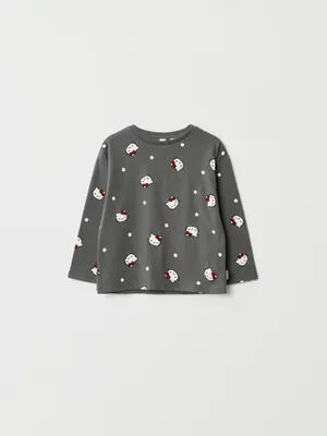 Лонгслив с принтом Hello Kitty для девочек, серый, арт. 12324