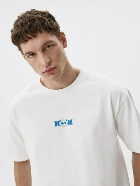 Футболка OVERSIZE FIT с принтом, белый, арт. 12404