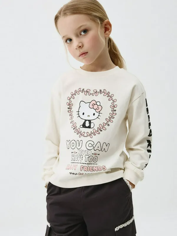 Свитшот Sela с принтом Hello Kitty, бежевый, арт. 5803040242