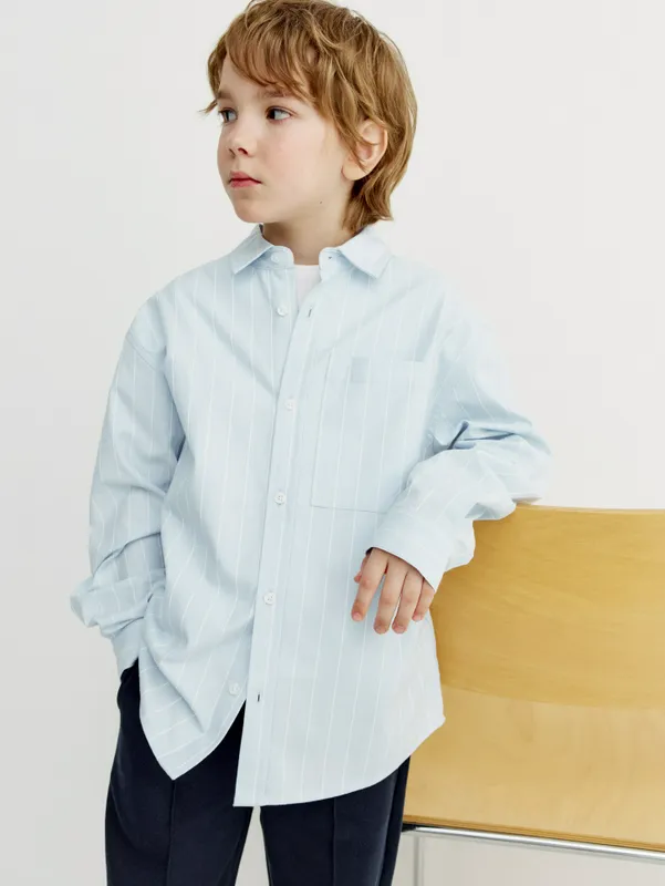 Рубашка Sela из хлопка в полоску, голубой, арт. SL6808070519
