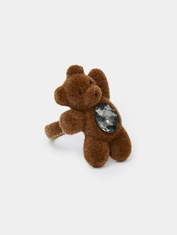 Кольцо Sela с декоративным медведем, коричневый, арт. SL6808262828