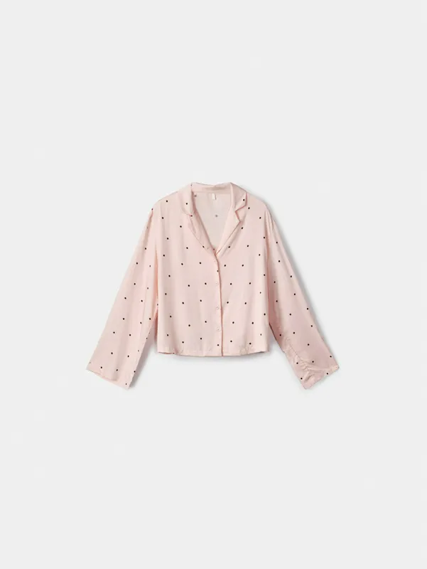 Домашняя рубашка Sela из саржевой вискозы в горошек, розовый, арт. SL6808140311