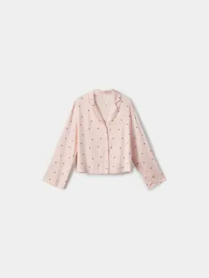 Домашняя рубашка Sela из саржевой вискозы в горошек, розовый, арт. SL6808140311