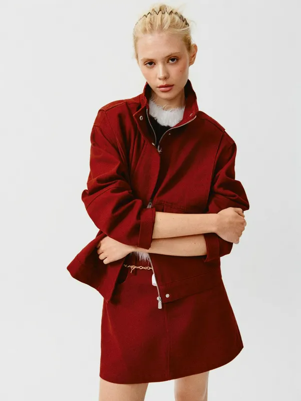 Куртка Sela оверсайз из твила, бордовый, арт. SL6808211101