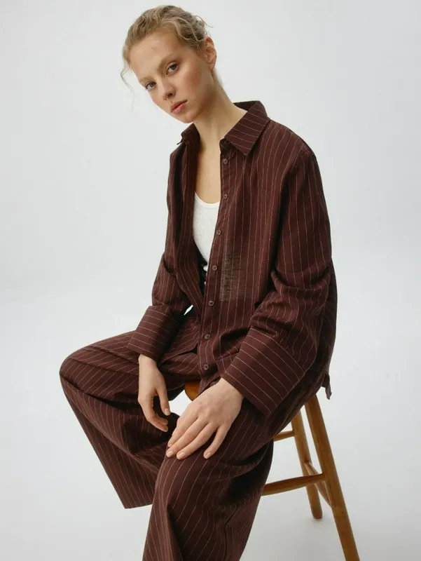 Рубашка Sela из льна и хлопка, коричневый, арт. SL5806010512