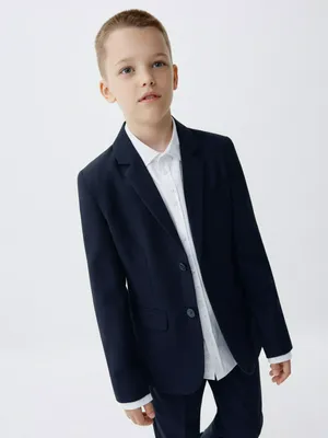 Школьный пиджак Slim fit из фактурной ткани для мальчиков, арт. 1552