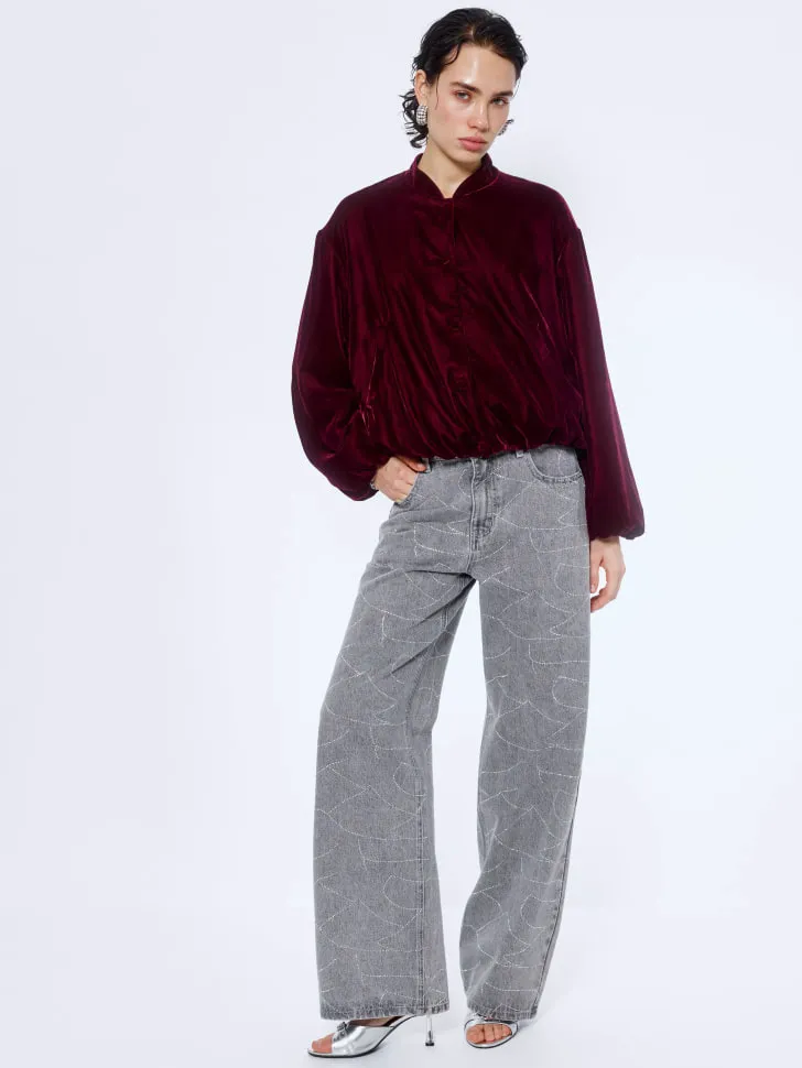Джинсы WIDE LEG с узором из страз, арт. 15685