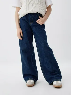 Джинсы Wide leg для девочек, синий, арт. noart