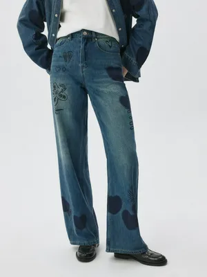 Джинсы WIDE LEG с детскими рисунками, арт. 2545