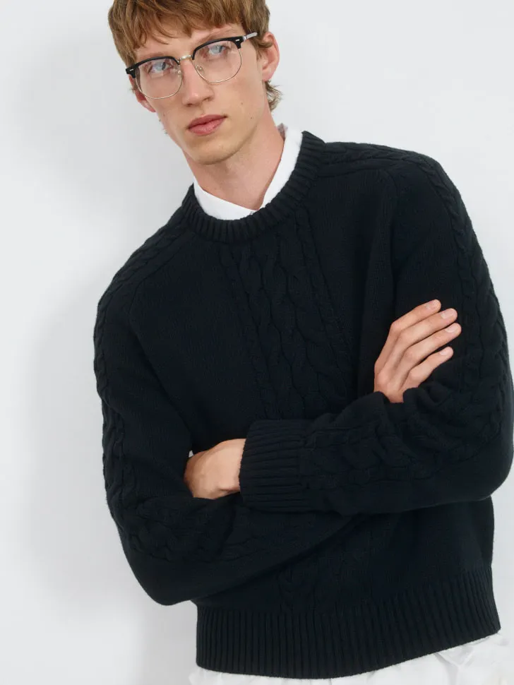 Джемпер Relaxed fit с рельефной вязкой косами, арт. 2724