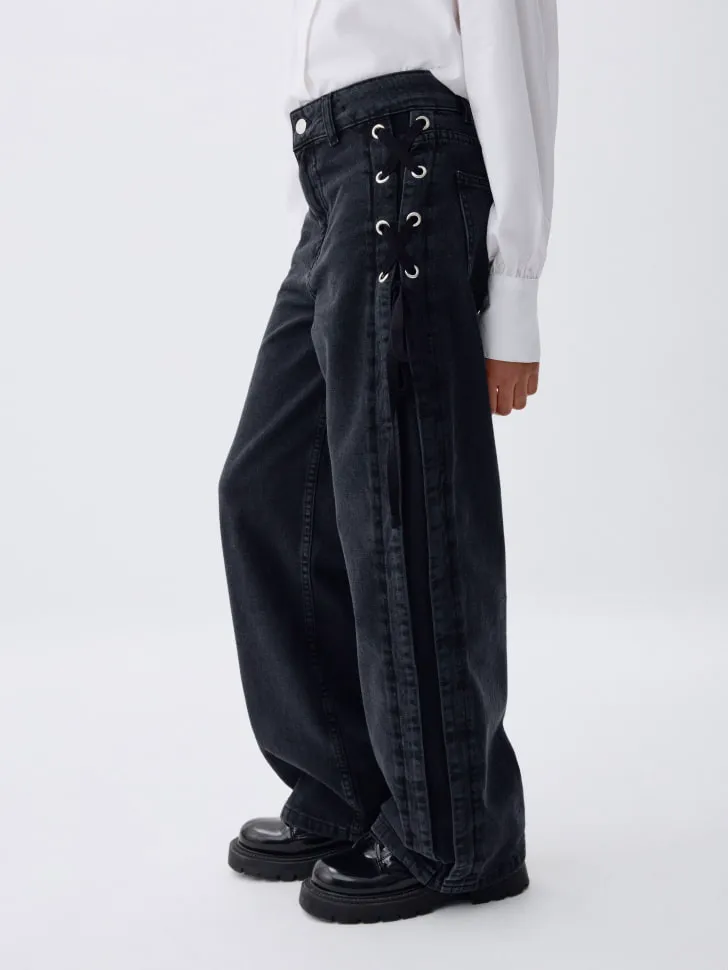 Джинсы WIDE LEG со шнуровкой, арт. 3373