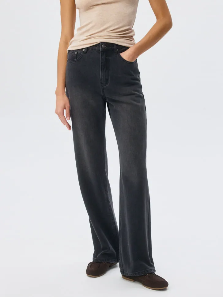 Утепленные джинсы WIDE LEG, серый, арт. 3570