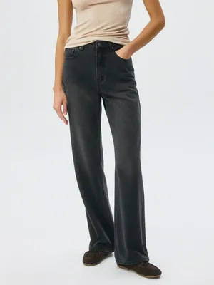 Утепленные джинсы WIDE LEG, серый, арт. 3570