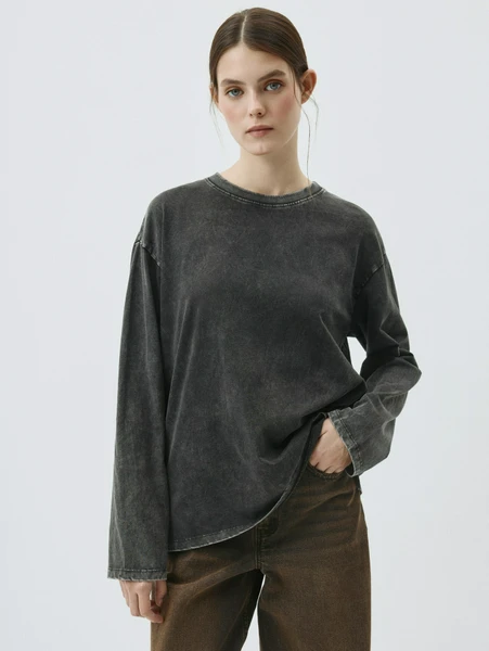 Лонгслив SELA ANNA OVERSIZE FIT с эффектом кислотной стирки, арт. 38204