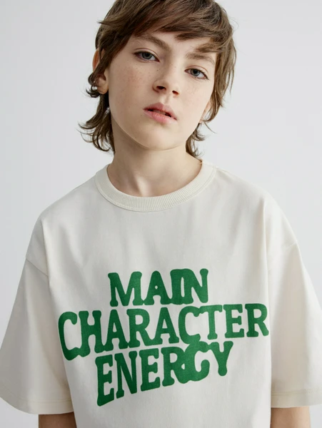 Футболка SELA оверсайз с принтом MAIN CHARACTER ENERGY для мальчиков, арт. SL6803070202