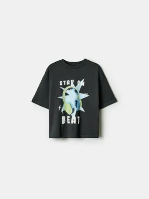 Футболка оверсайз Sela Stay on Beat, серый, арт. 40524