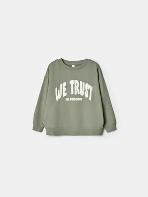 Свитшот Sela с принтом We Trust, хаки, арт. 40781