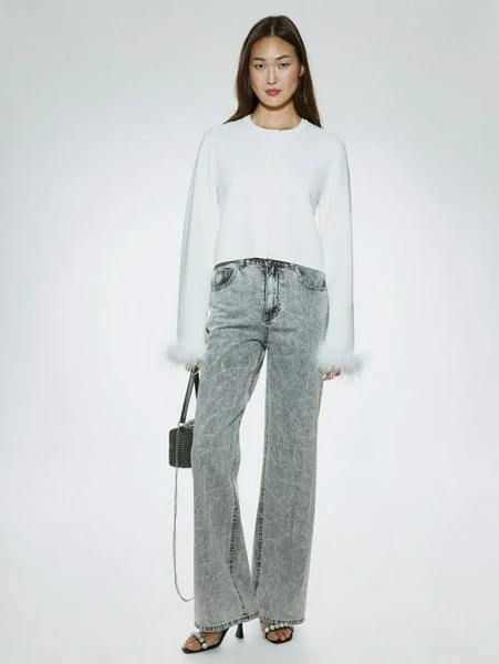 Джинсы SELA Wide Leg со стразами, серый, арт. 42318