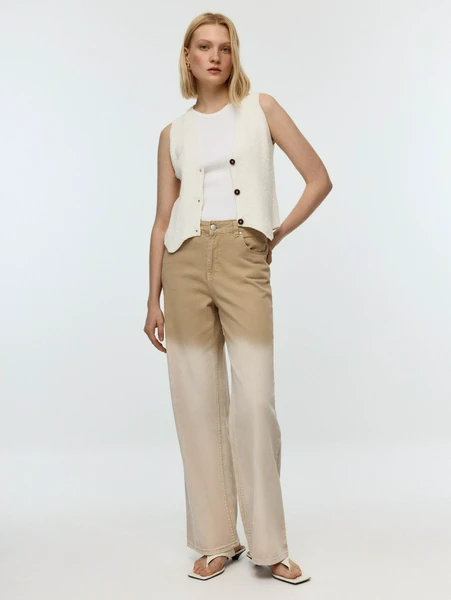 Джинсы SELA Wide Leg с градиентным эффектом, бежевый, арт. 42457