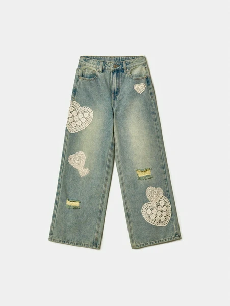 Джинсы Sela Baggy с кружевной аппликацией, арт. SL6804051410