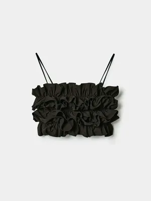 Укороченный топ Sela с оборками, черный, арт. 43725
