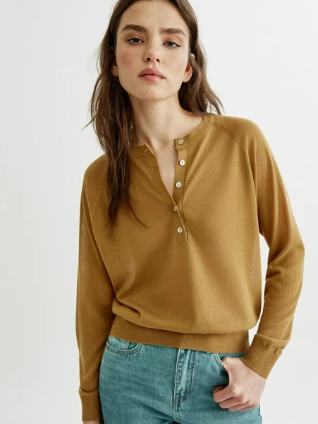 Джемпер SELA на пуговицах с лиоцеллом и льном, арт. SL6804010612