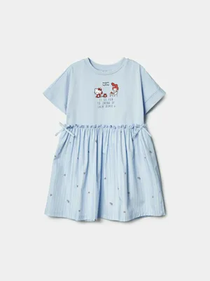 Платье для девочек с принтом Hello Kitty и My Melody, голубой, арт. 45082