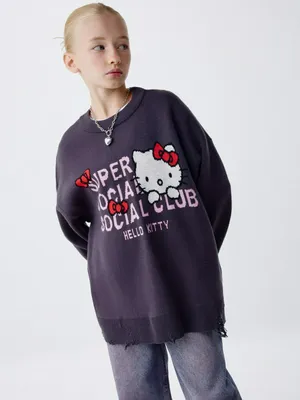 Вязаный джемпер в стиле гранж с Hello Kitty для девочек, арт. 4768