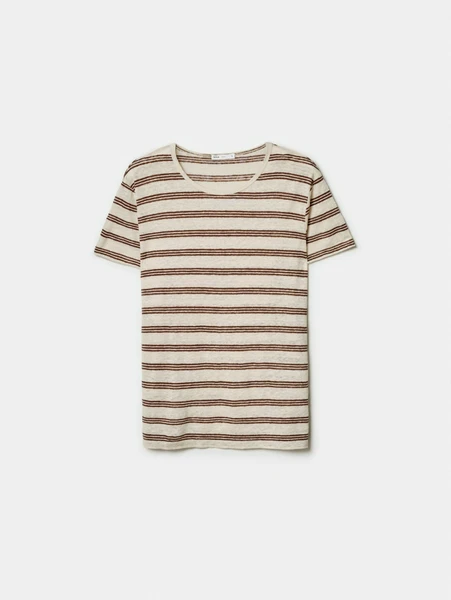 Льняная футболка Sela в полоску, разноцветный, арт. 49694