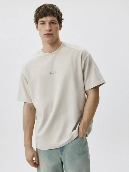 Футболка SELA OVERSIZE FIT с принтом, бежевый, арт. 50290