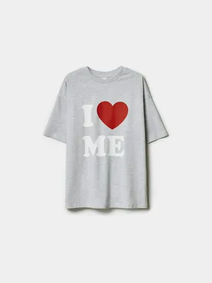 Футболка SELA для девочек с принтом 'I ❤️ ME', серый, арт. 50839