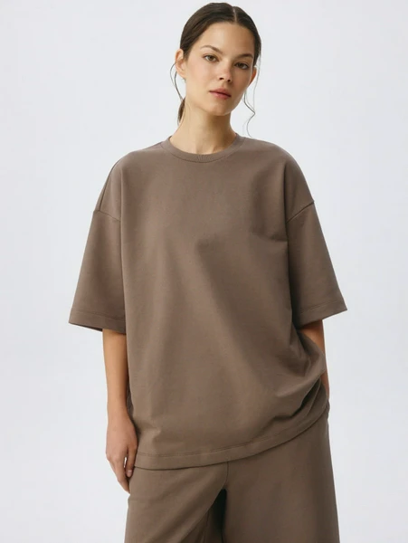 Футболка оверсайз Sela из футера, коричневый, арт. 55057