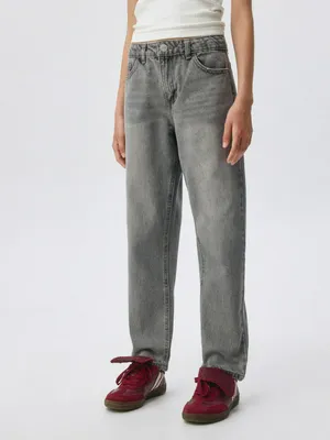 Джинсы Mom fit для девочек, серый, арт. 5666