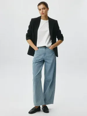Джинсы Balloon fit с эффектом стирки, голубой, арт. 5711