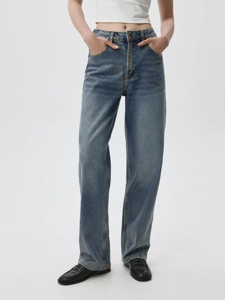 Джинсы STRAIGHT FIT с металлизированным декором, арт. 5802011435