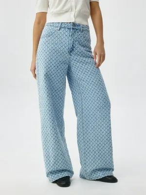 Джинсы Wide Leg с перфорацией, арт. 6302