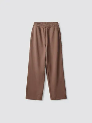 Брюки из футера Sela прямого кроя, коричневый, арт. 93009