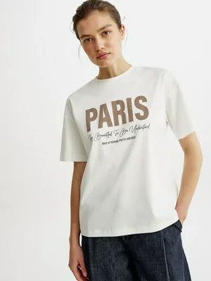 Футболка оверсайз Sela с принтом Paris, белый, арт. 93023
