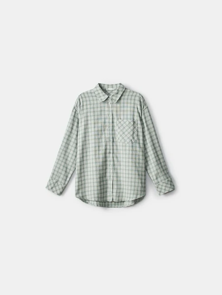 Рубашка оверсайз Sela в клетку, зеленый, арт. SL6807010501