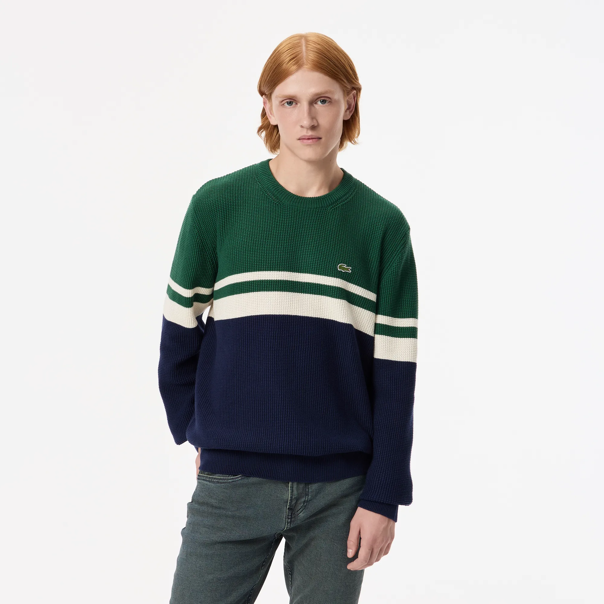 Мужской свитер Lacoste в полоску CLASSIC FIT, синий, арт. AH2614