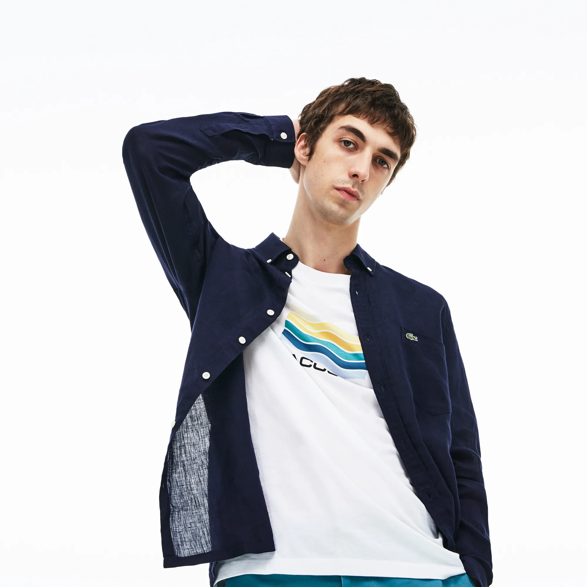 Мужская льняная рубашка Lacoste Regular Fit, синий, арт. CH4990