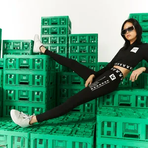 Женские леггинсы Lacoste L!VE x Minecraft, черный, арт. XF6348