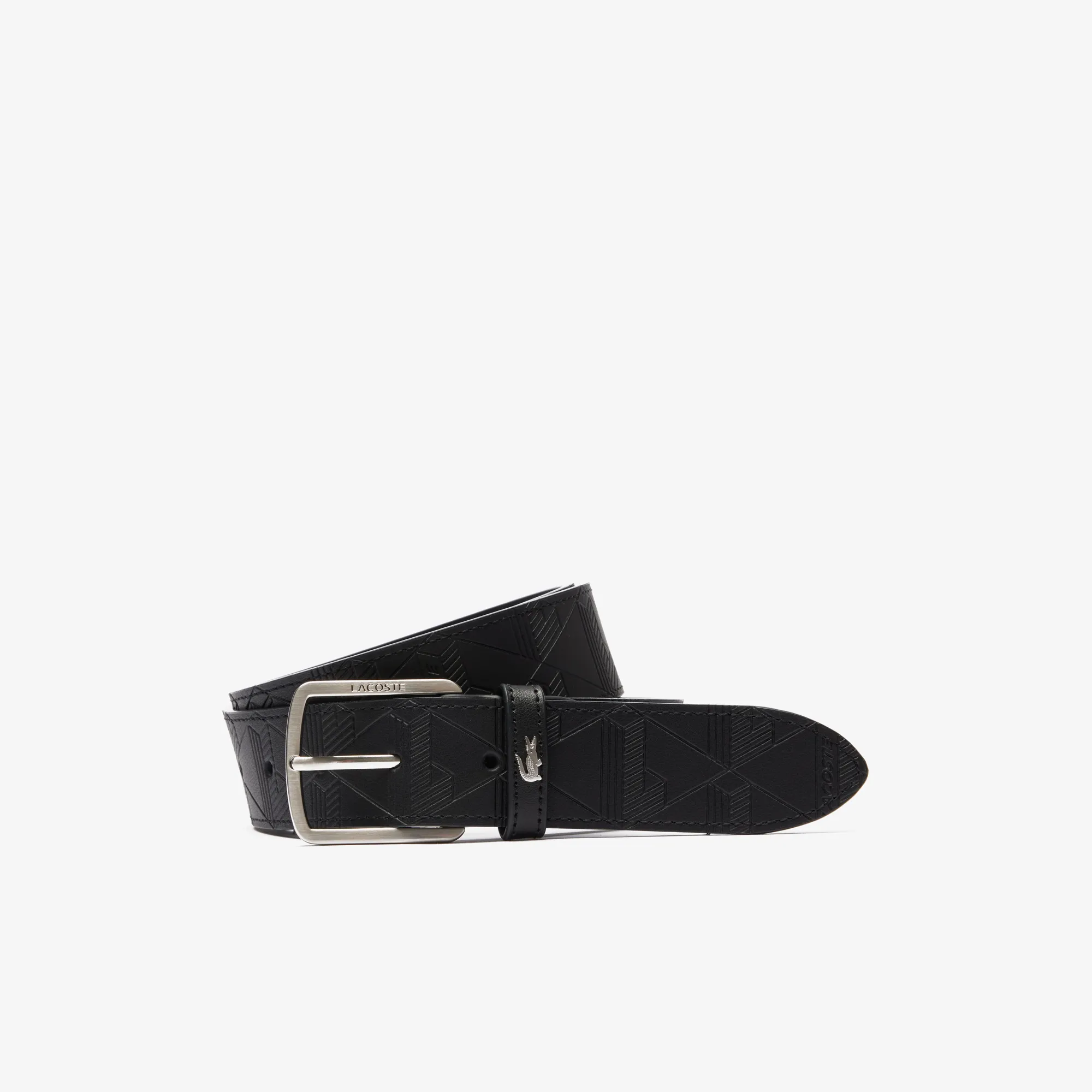 Кожаный ремень Lacoste Monogram, черный, арт. RC4070