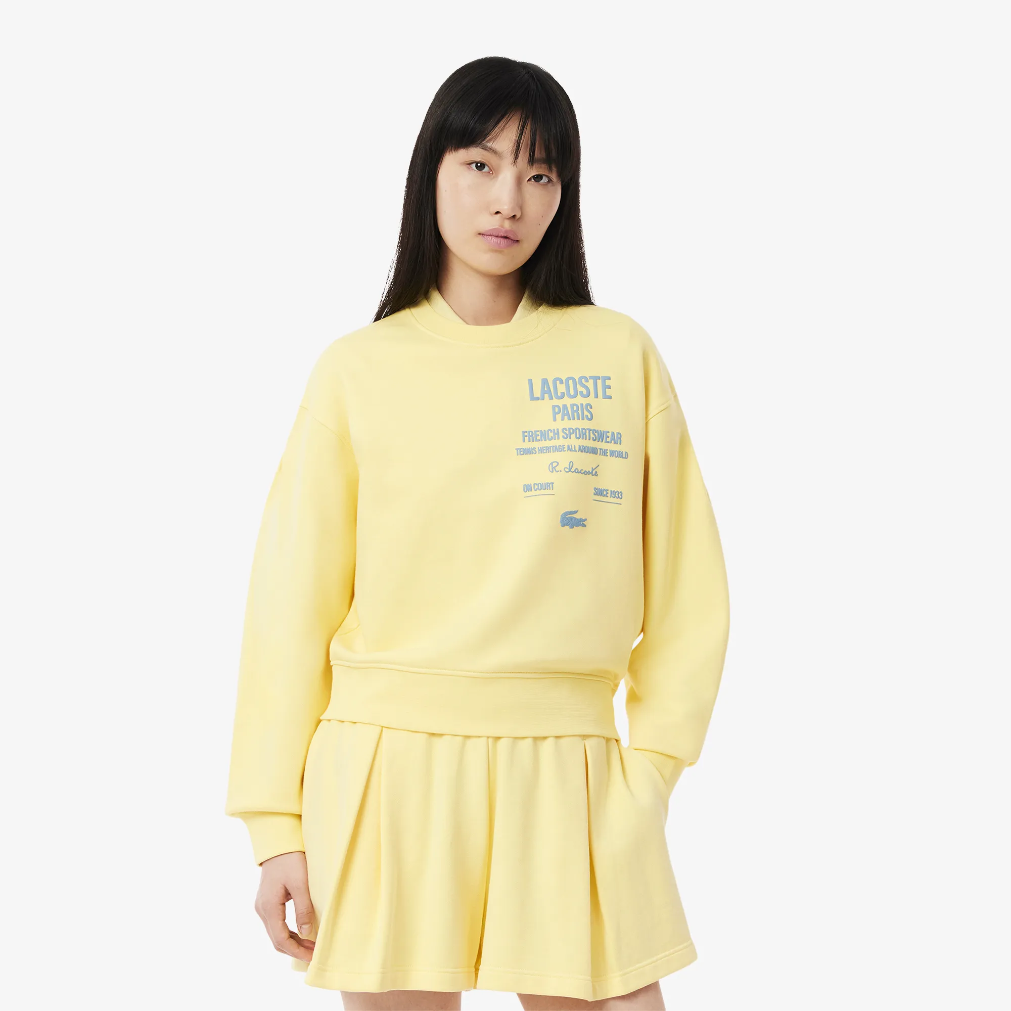 Женская толстовка Lacoste Loose Fit с плиссированным принтом, желтый, арт. SF9620
