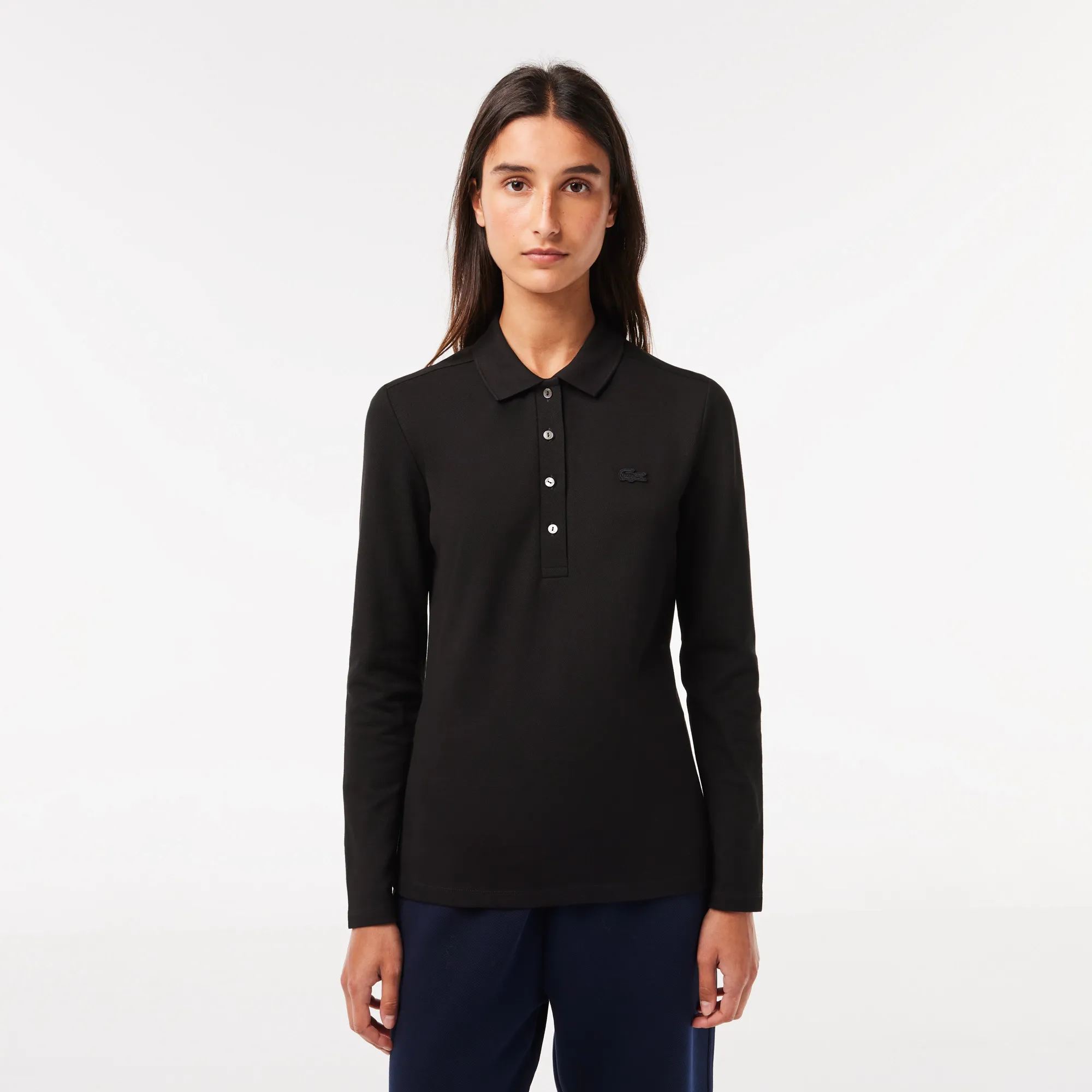 Женское поло Lacoste Slim Fit из эластичного хлопка, черный, арт. PF5464